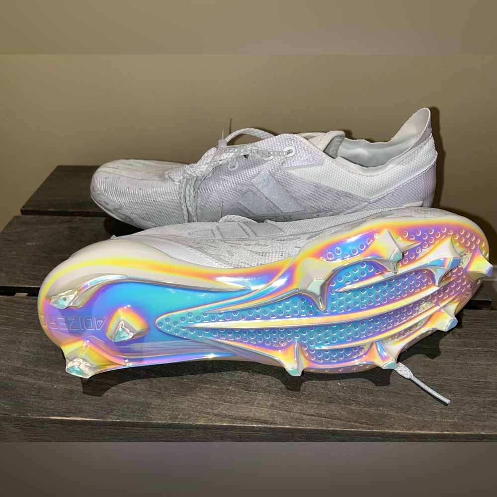 Adidas Adizero Electric Football Cleats - White and Pearl Sz 10 Mens NWOB - Picture 1 of 8